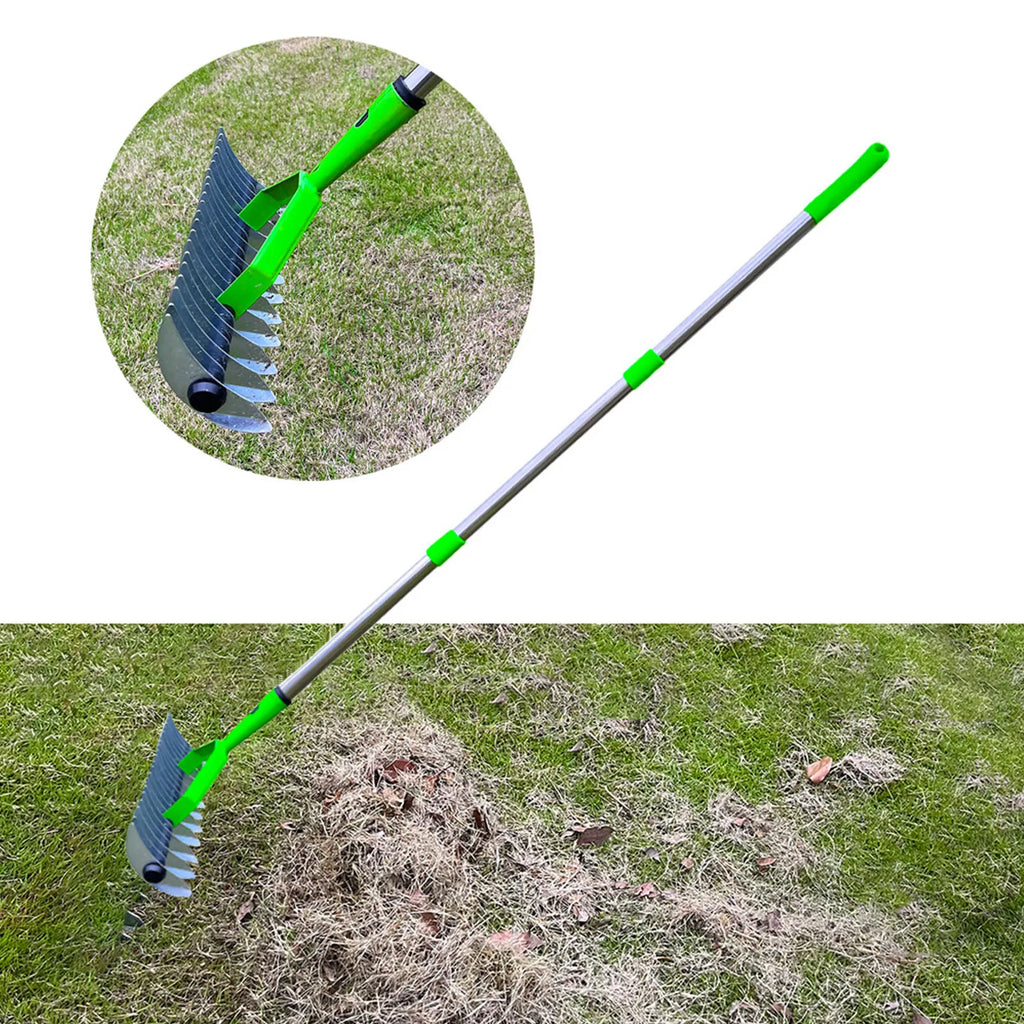 LawnRevive | Vertikutierrechen aus Edelstahl | 134 cm Rasenrechen zur Entfernung von Rasenfilz & Abgestorbenem Gras
