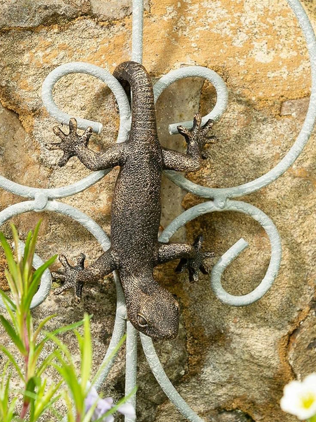 Geckoria Pflanzgefäß-Figur | Hängender Gecko für Blumentöpfe | Dekorative Gartenfigur
