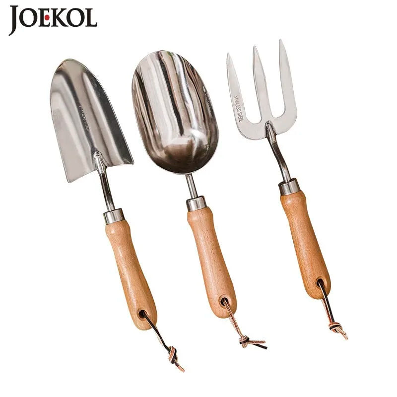 Gartessa Gartenwerkzeug Set 5-teilig | Edelstahl Heavy Duty | Holzgriff | Mit Transplantierkelle