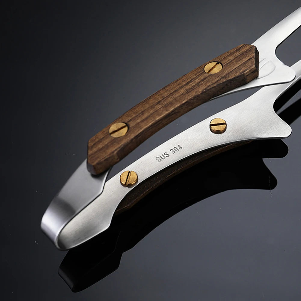 Bravion Grillzange Edelstahl | Hitzebeständig | Holzgriff | 25,5 cm BBQ Zange