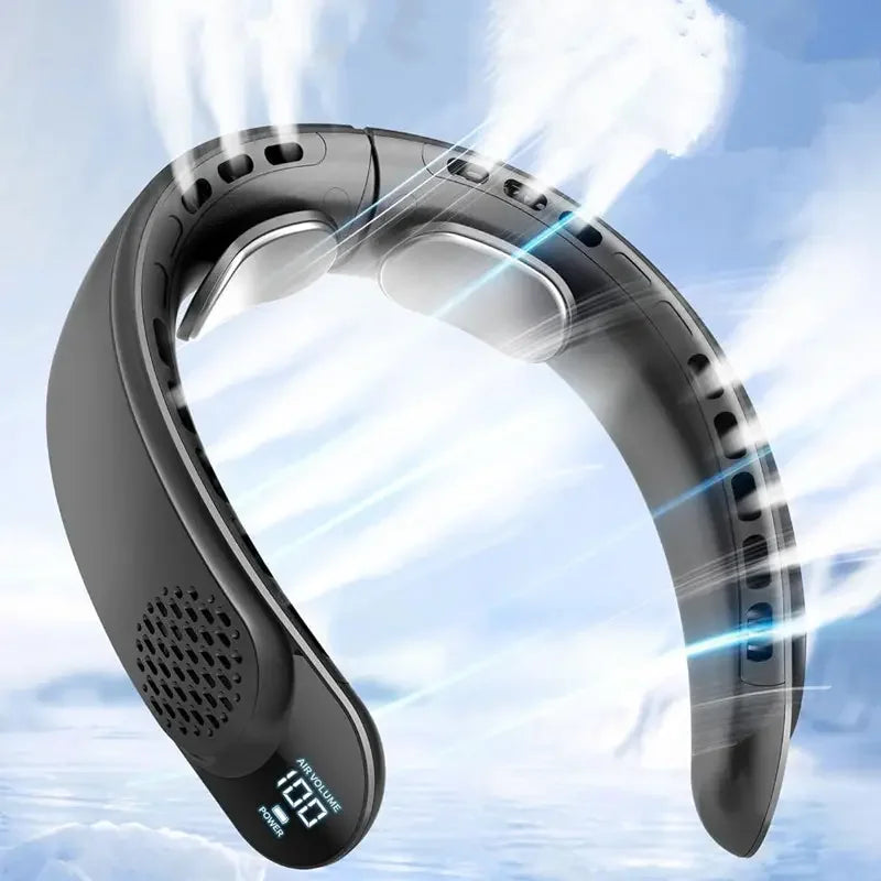 Aervyra Nackenventilator | 4-Turbo Luftstrom | 4000mAh Akku | Bladeless Tragbarer Ventilator mit LED-Display