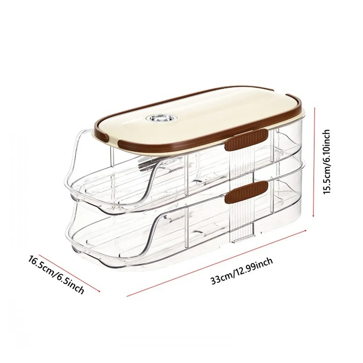 FrischRoll Eierhalter für Kühlschrank | Automatischer Roll-Organizer | Transparente Eier Aufbewahrungsbox stapelbar mit Deckel