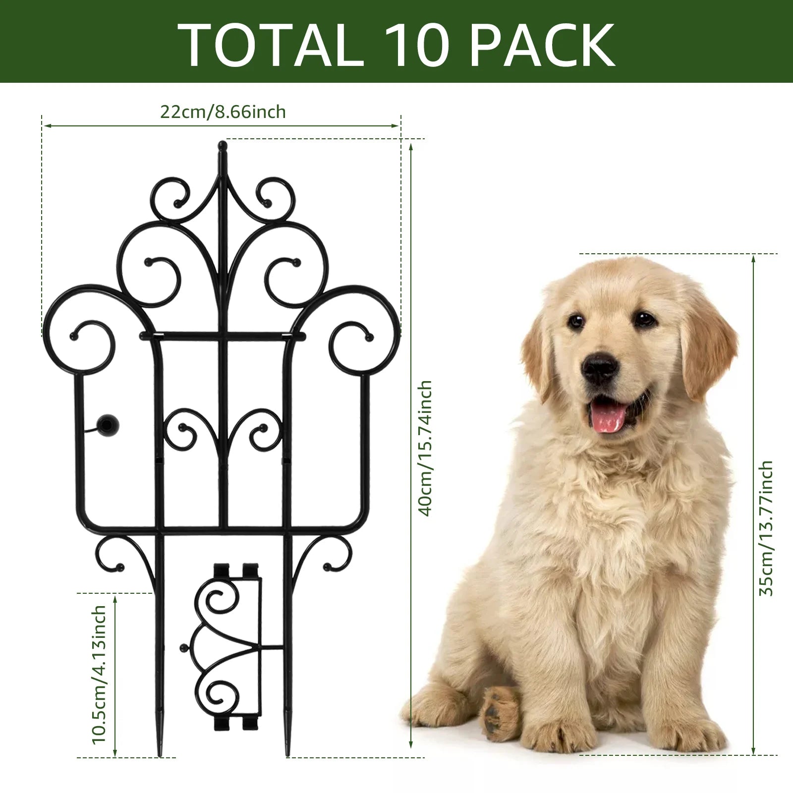 FlexiGarden Dekorativer Gartenzaun | Kunststoff | 40 cm hoch | Faltbar & Multifunktional | 10er Set