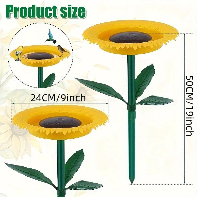 FloraFeeder Sonnenblumen Vogeltränke & Futterstation | Blumendesign | Hängende Garten-Deko | 24 cm Durchmesser, 43 cm Höhe