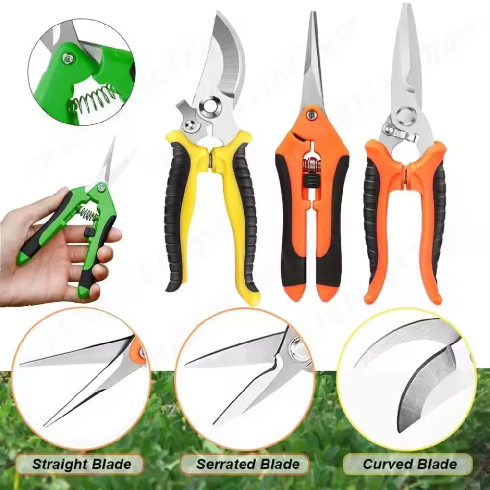 GrünMeister 3er-Set Gartenscheren | Profi-Gartenschere aus Edelstahl | Ergonomischer, rutschfester Griff