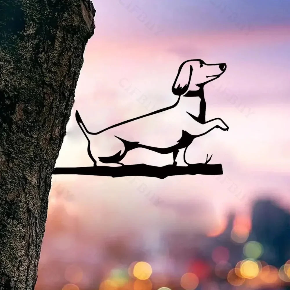ArtVireo Metall-Vogelbaum & Gartenkunst | Silhouette Vögel/Drachen/Feen/Hunde | Außendekoration