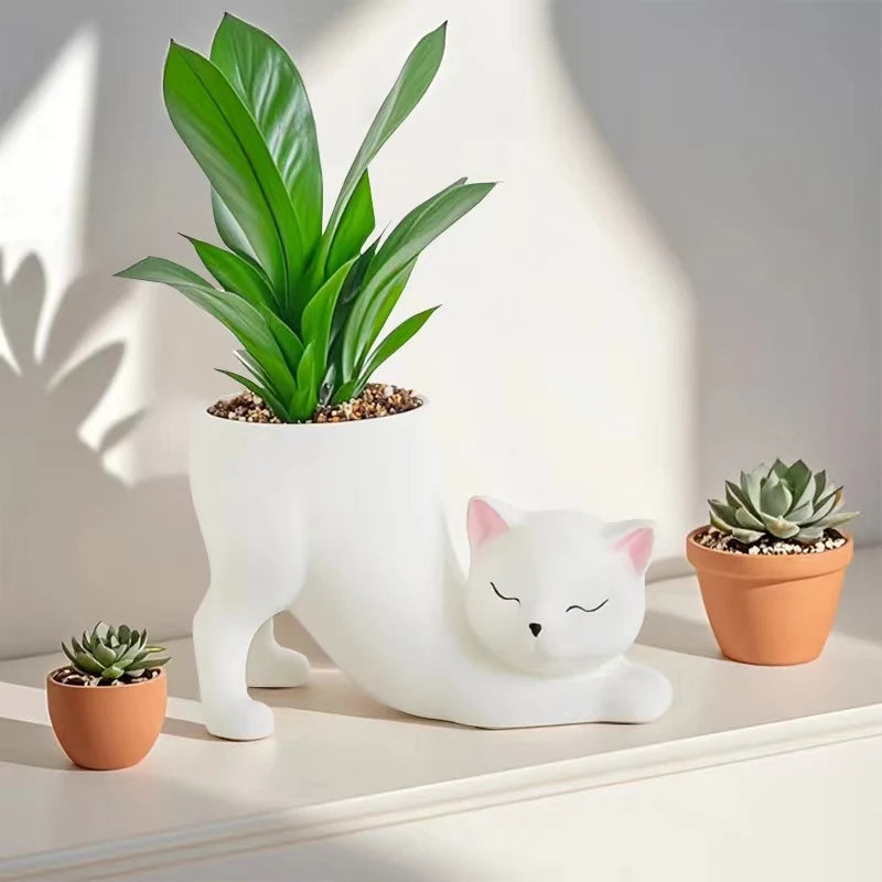 CatGarden Cartoon Katzen-Schwanz Blumentopf | Kreative Pflanzendeko | Sukkulenten & Kakteen für Garten, Balkon & Zuhause