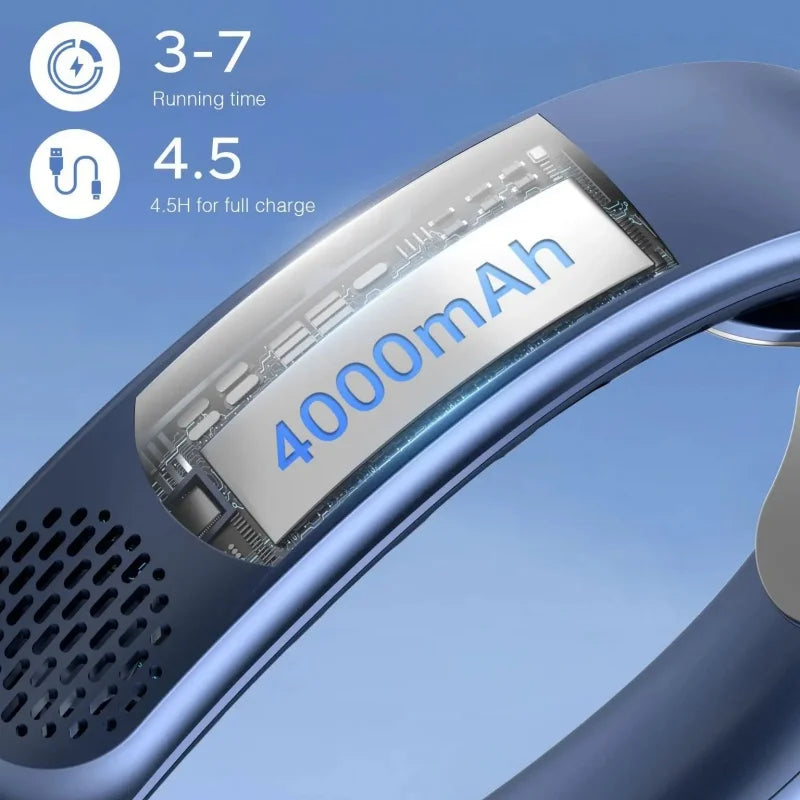 Aervyra Nackenventilator | 4-Turbo Luftstrom | 4000mAh Akku | Bladeless Tragbarer Ventilator mit LED-Display