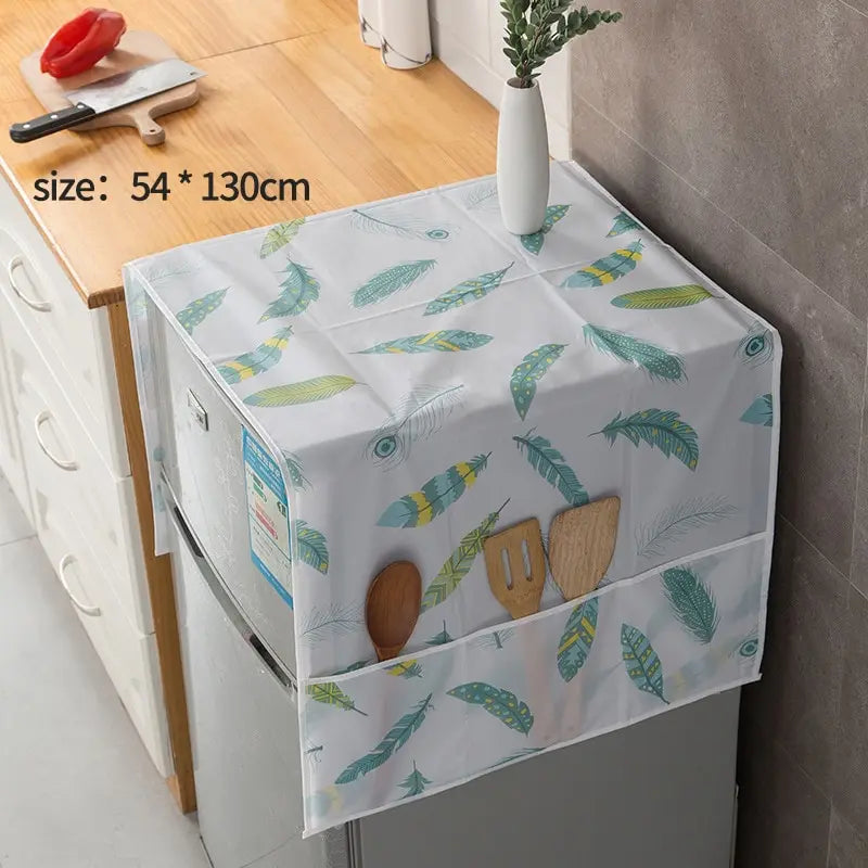Homavera | Kühlschrank-Abdeckung mit Aufbewahrungstaschen | Staubschutz für Kühlschrank & Waschmaschine | 54 × 130 cm