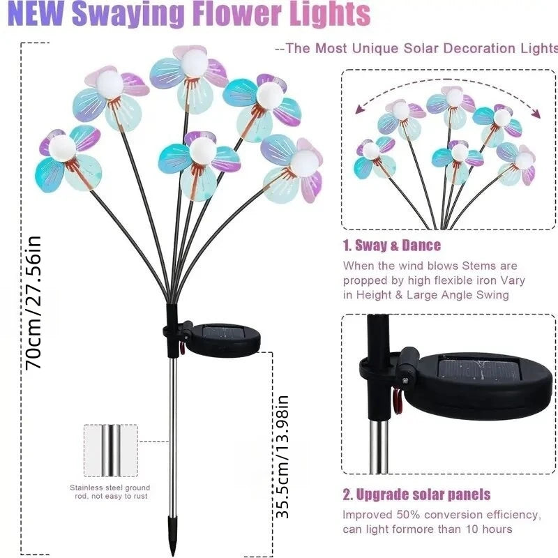 GlowPetal Solar-Blumenleuchte | LED Gartendeko | 2 Modi | Wasserdicht | 30 x 12 x 12 cm