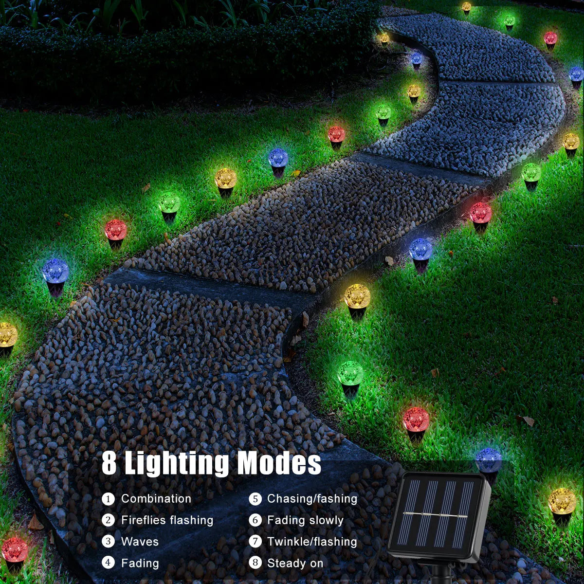 Lumivia Solar-Lichterkette mit Kugelleuchten | 30 LED | Wetterfest | Garten- & Wegbeleuchtung