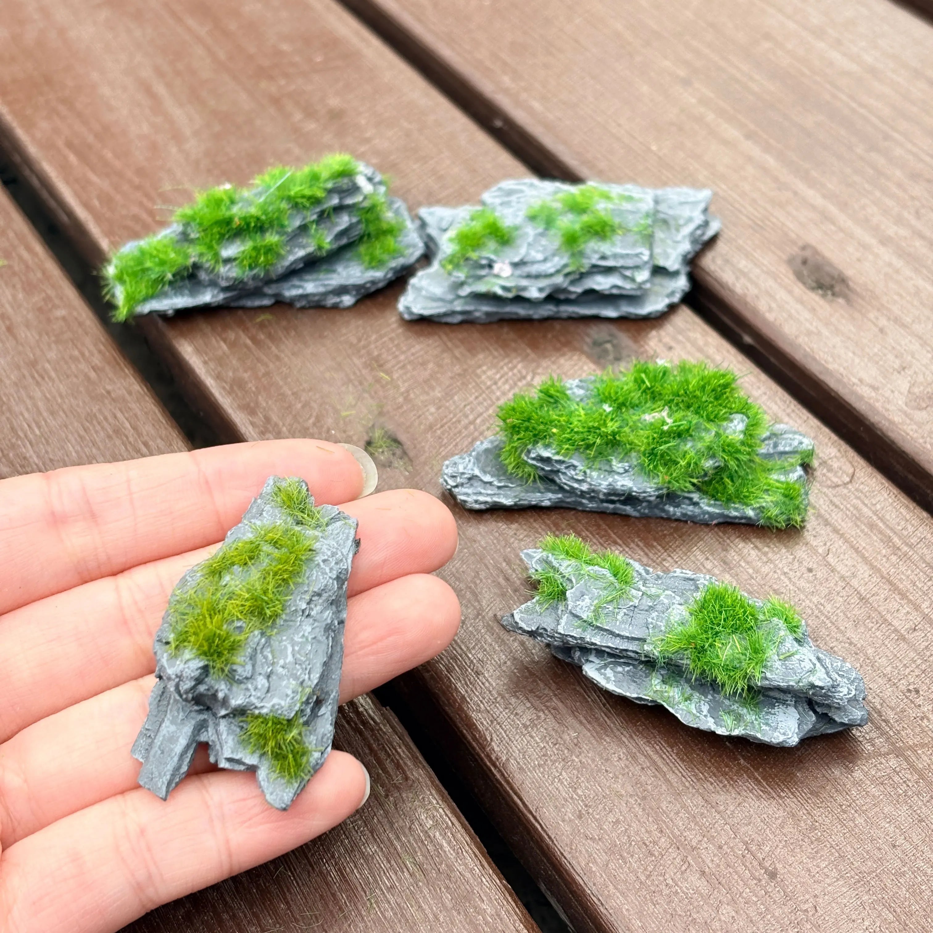 Terranova | Deko-Felsen Set 5-teilig | Naturgetreue Landschaftssteine | 4–6 cm für Terrarium & Miniaturgarten