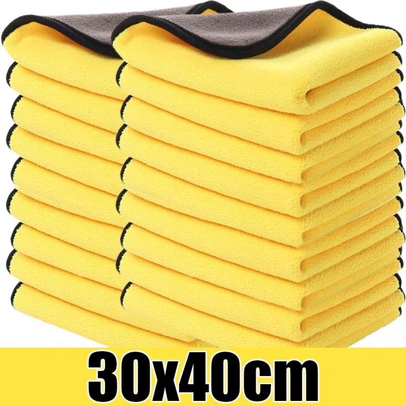GlanzMeister Microfiber Cloth Double-Sided | Extra Absorbent & Lint-Free | For Car, Glass & Household | Yellow/Grey