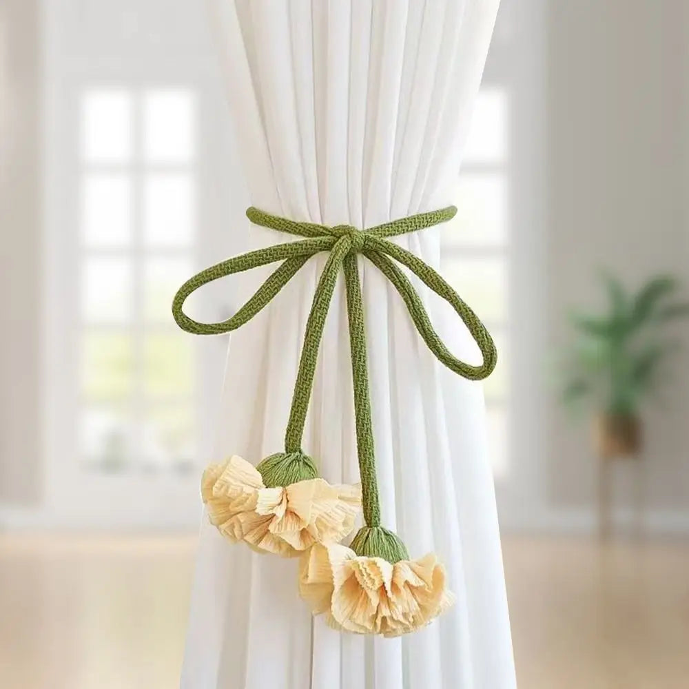 Blumina Vorhanghalter in Blumenform | Elastische Vorhangraffhalter ohne Bohren | Dekorative Fensterhalterung für Kinderzimmer & Wohnräume