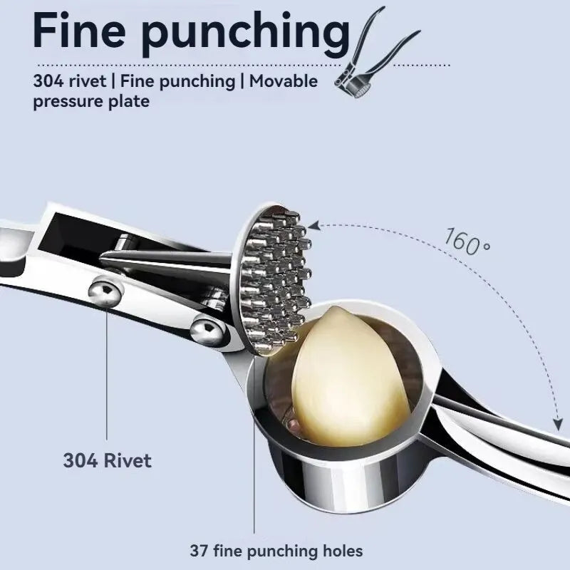GarliMaster Pro Manuelle Knoblauchpresse | Anti-Rutsch & Multifunktional | Aluminiumlegierung | 16×5 cm