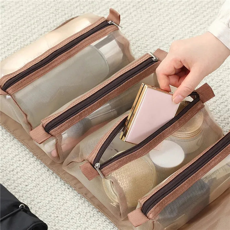 FlexiGlam Bag Abnehmbare Kosmetiktasche 4-in-1 | Große Kapazität & Tragbar | Faltbare Reise-Beauty-Aufbewahrung