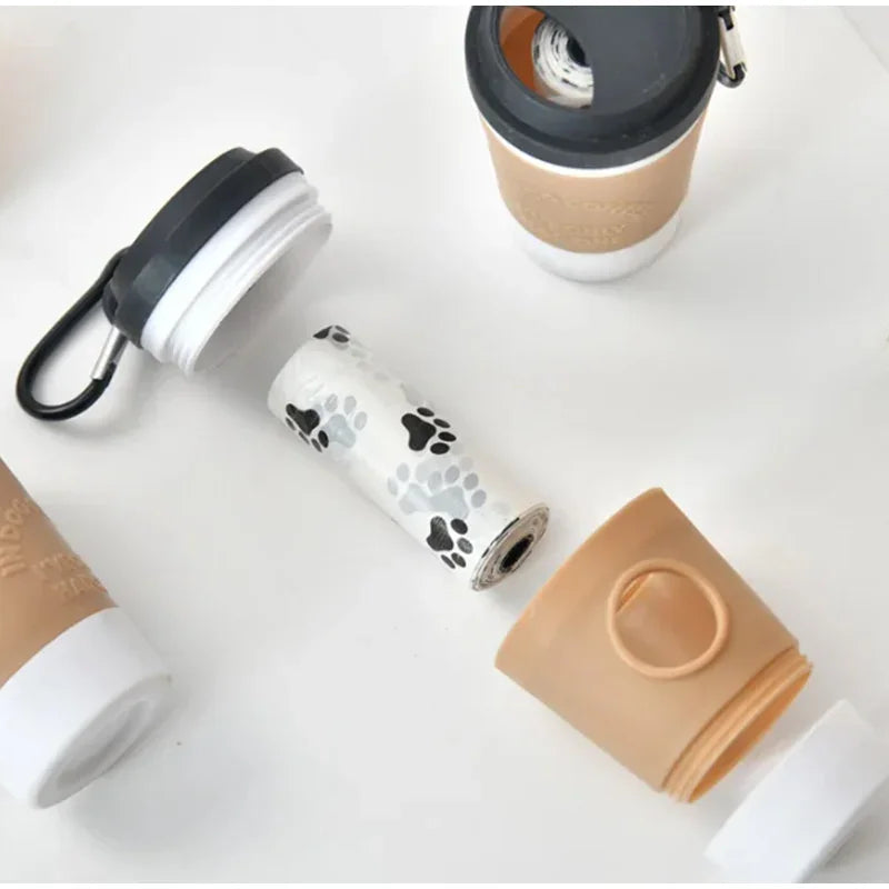 PawCup Kotbeutelspender | Tragbarer Hundekot-Behälter im Coffee-Cup-Design | Für Spaziergänge & Reisen