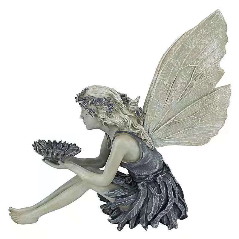 Elfenzauber Elfenfigur Statue | Resin Garten- & Wohnungsdeko | Engel Mädchen Ornament für Tisch & Garten
