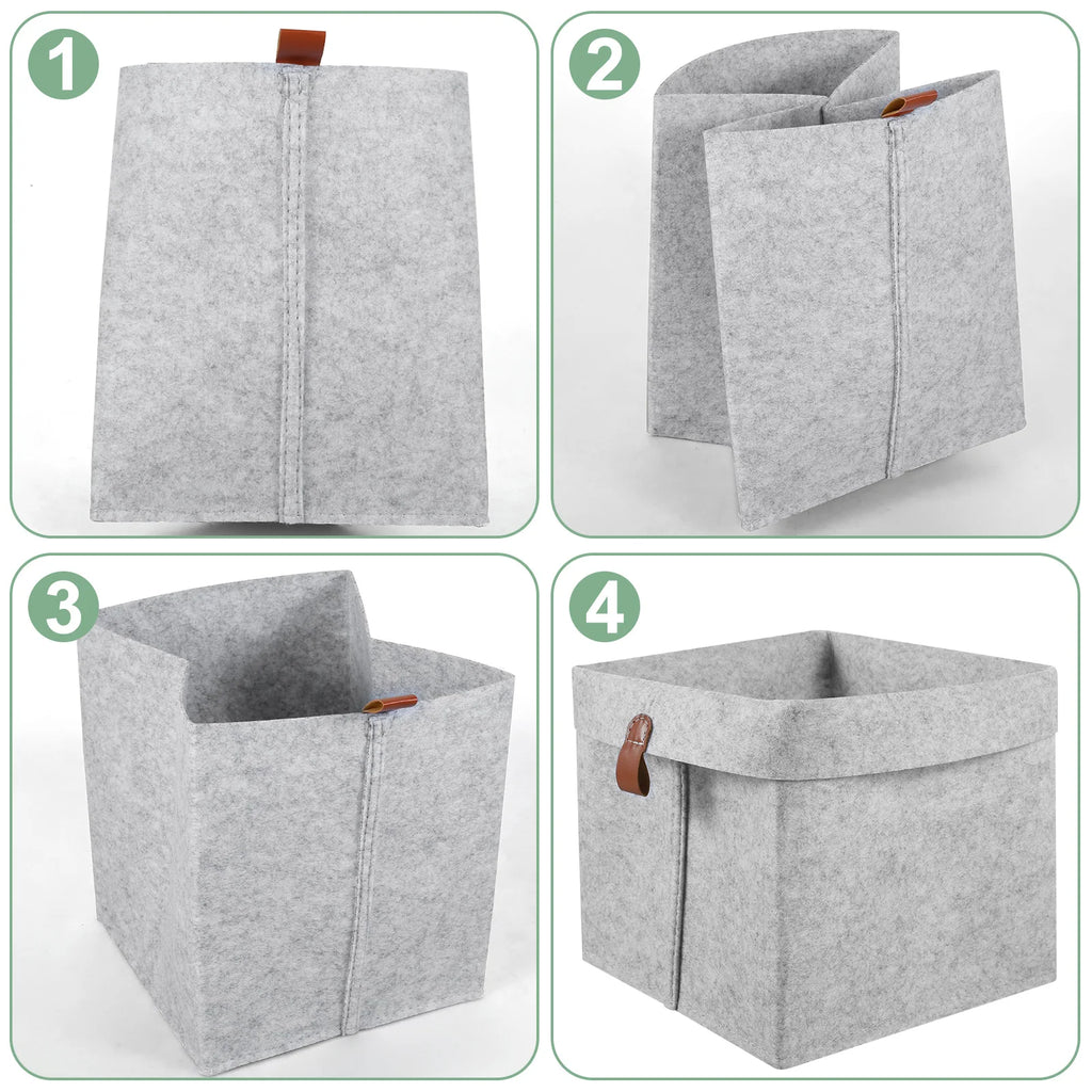 Feltino 6er-Set Aufbewahrungskörbe aus Filz | 12 L Faltbare Organizer für Zuhause & Schrank