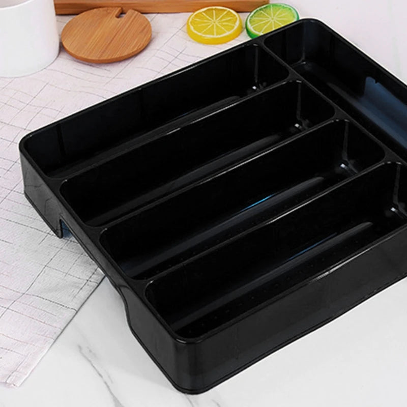 Drawello Besteck Organizer Schublade | Kunststoff | 27x17,6x3,5 cm | Schwarz oder Weiß