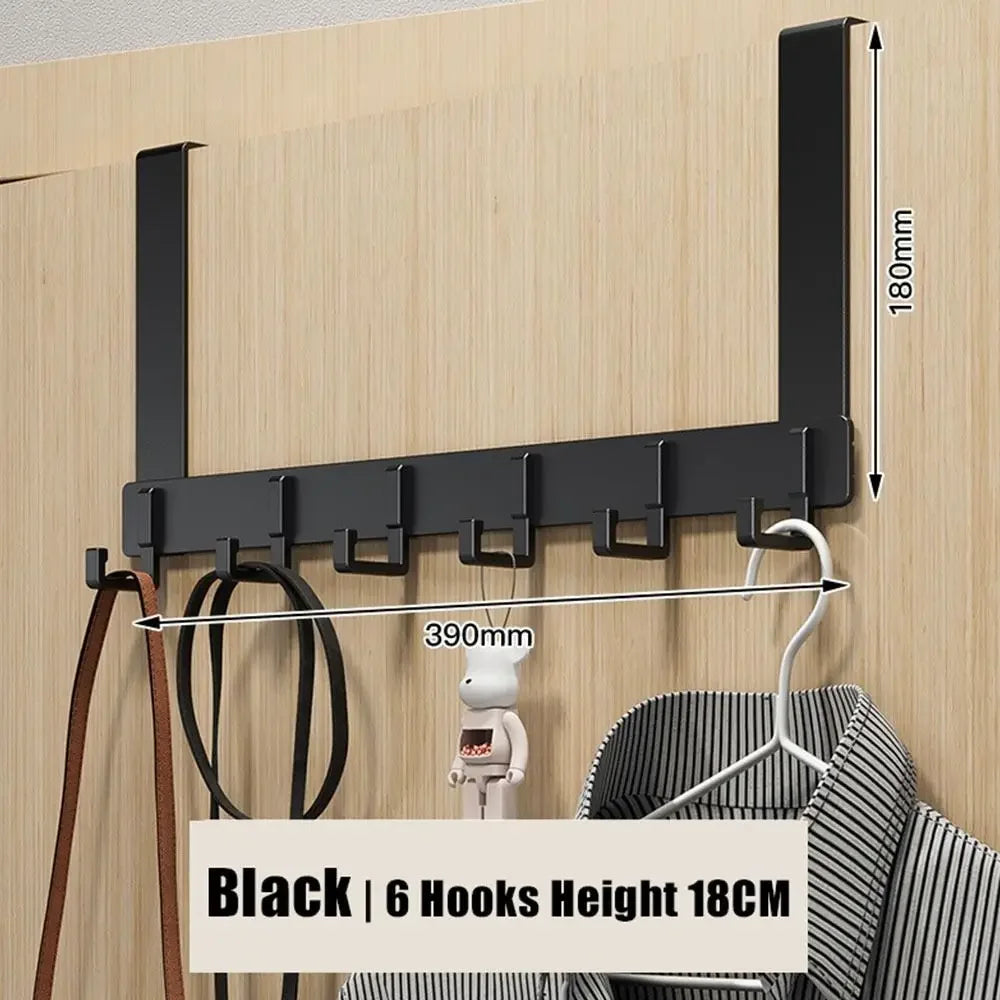 Hangiva Türhaken Organizer | 6 Haken | Aluminium Türgarderobe | Ohne Bohren | Für Türen 4,1–4,5 cm