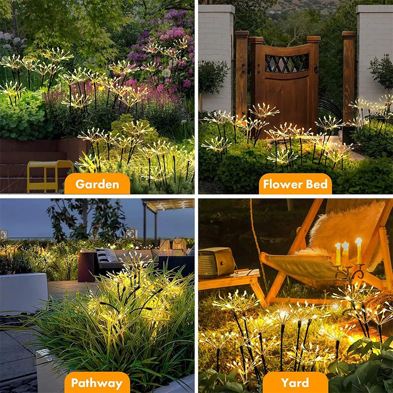Solanique Solar-Gartenleuchte | Schwingende Sternenfeuerwerk-Lichter | Warmweiß | IP65 Wetterfest