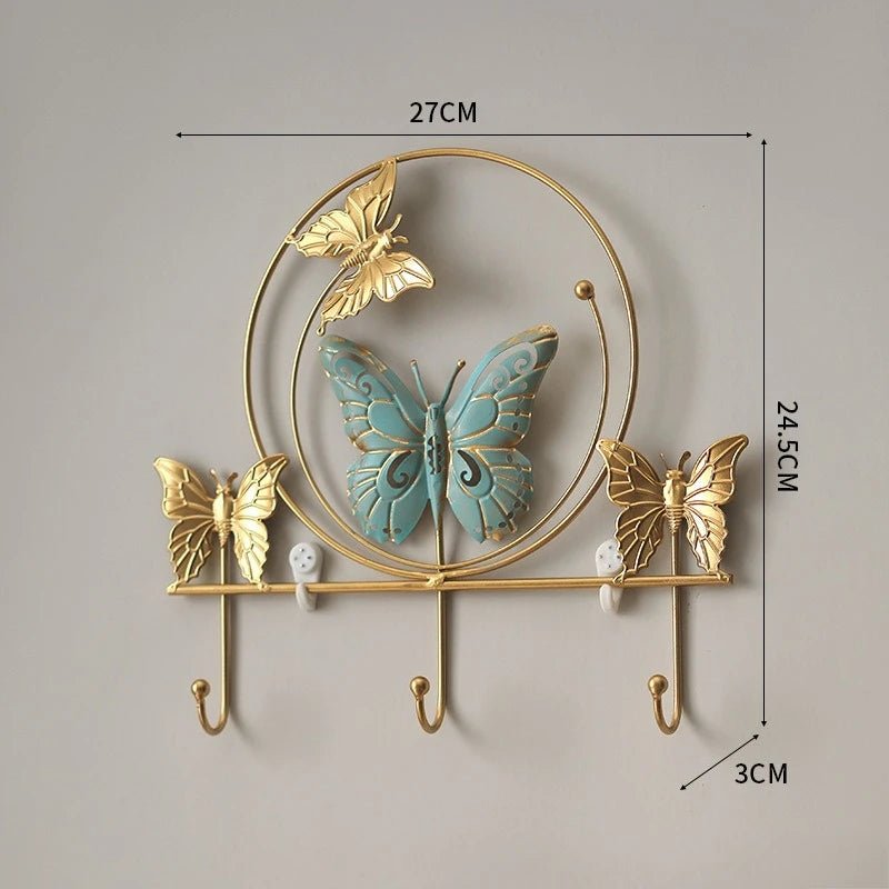 DecoFlutter Wandhaken Schmetterling | Metall Klebehaken | Ohne Bohren | Schlüssel- & Handtuchhalter