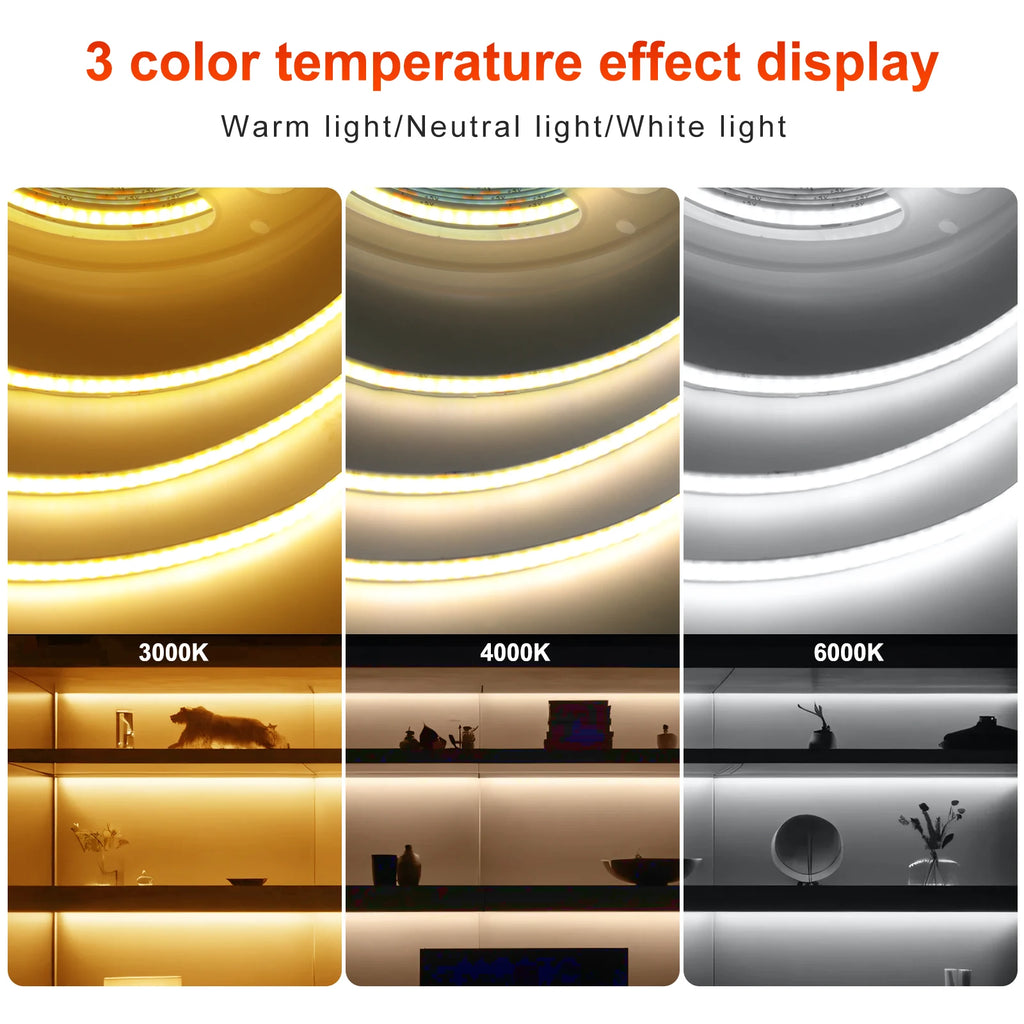 LumiFlex | COB LED-Lichtstreifen mit USB & Schalter | 320 LEDs/m | Flexibel & Selbstklebend