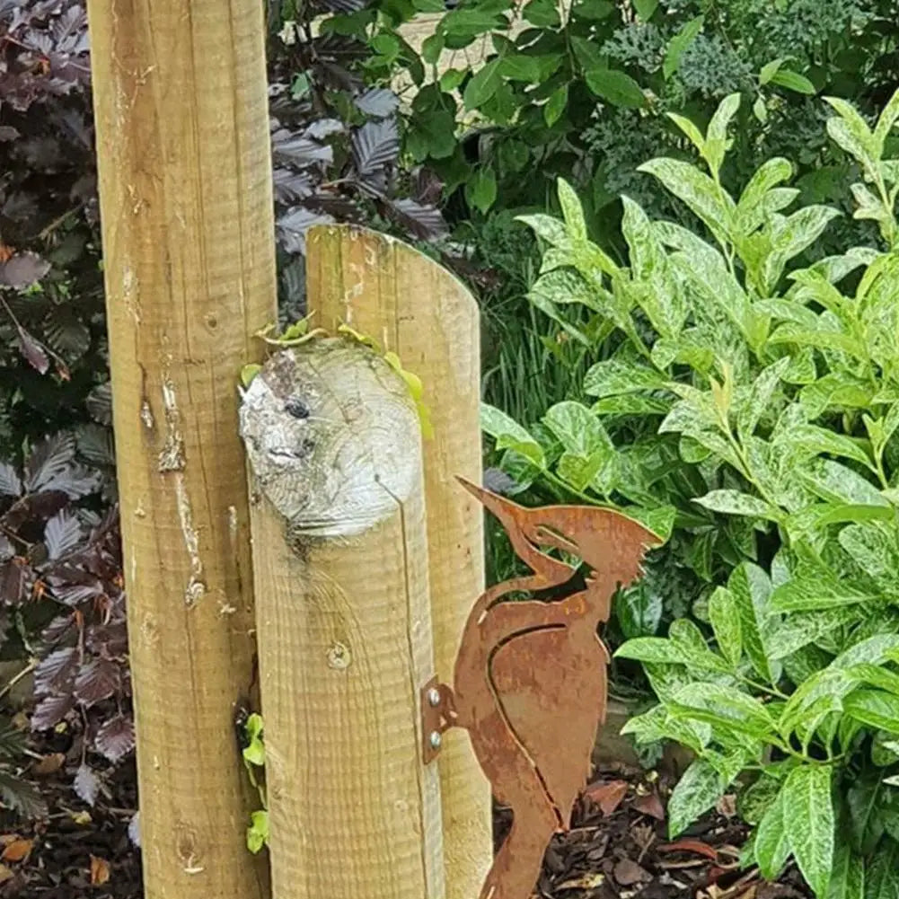 FerroLiva Gartenstecker Vogel Silhouette | Rostoptik | Metall | 14 x 7 x 1 cm