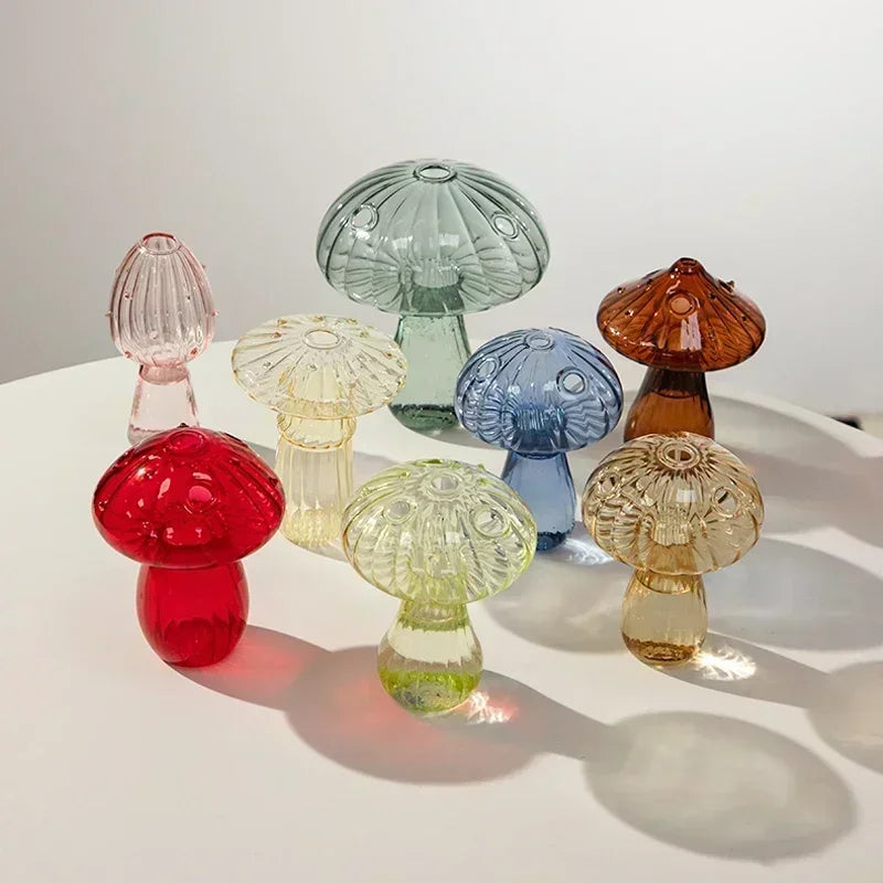 Glasora Glasvase Pilzform | Hydroponik Terrarium | Dekorative Tischvase aus Glas