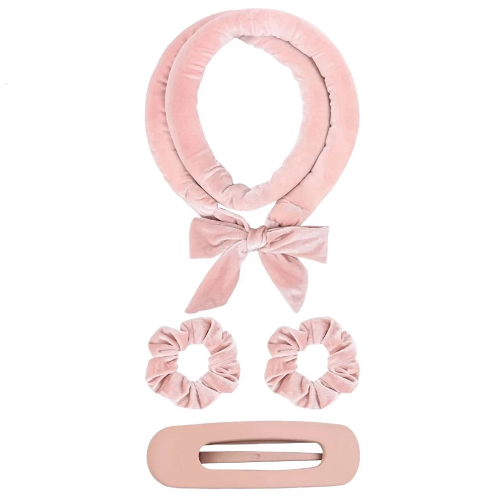 CurlEase Hitzefreier Haarwickler Stirnband | Weiche Velour Lockenwickler | Schlaf-Curls & DIY Styling | 3,5 x 151 cm