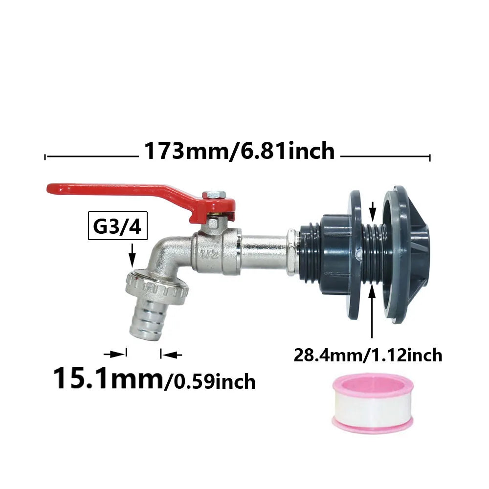 Hydravax IBC Tank Adapter Ventil | 16 mm Anschluss | Gewinde Wasserhahn Verbinder | Regentonne Schlauchadapter