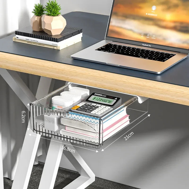 Deskora Untertisch Schublade | Ausziehbar & Unsichtbar | Kunststoff Organizer
