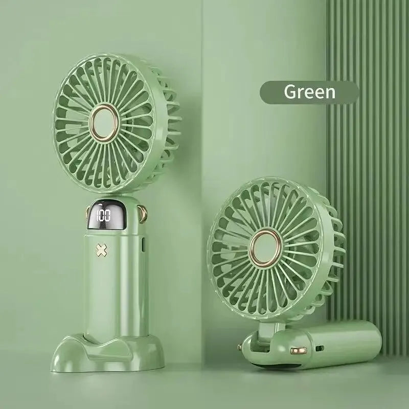 Breezento Mini Handventilator | 5 Windstufen | Tragbarer USB Tischventilator mit Handyhalter | Leiser Taschenventilator