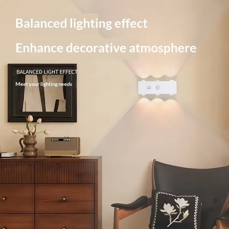 Lumivaro | LED Sensor-Wandleuchte | Bewegungsmelder | USB-C Akku | Dimmbar | RGB & 3 Lichtfarben