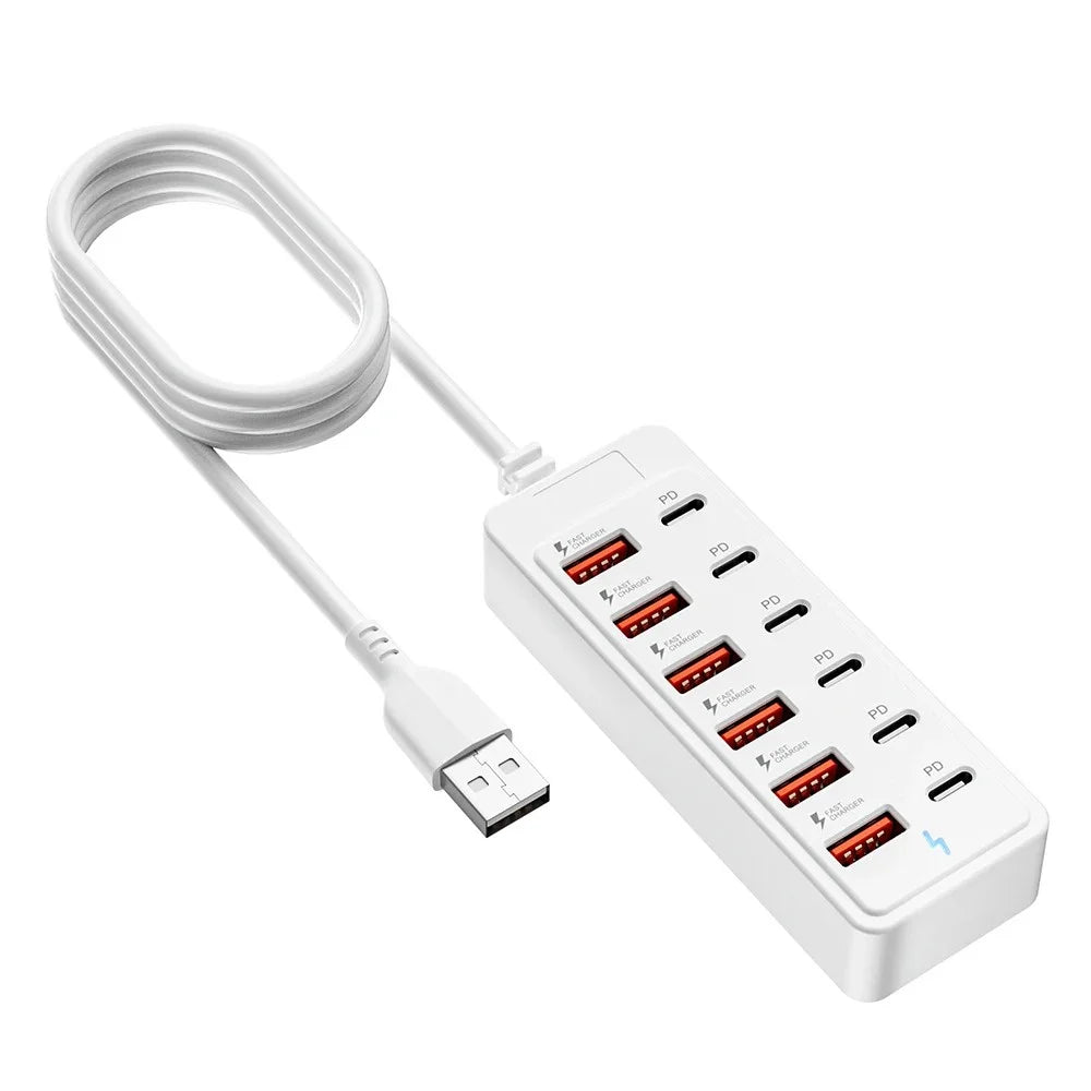 ChargeDock Pro 12-in-1 Steckdosenleiste | USB-C Schnelllade-Station | Multiport Desktop/Wand | USB Hub | Home & Office