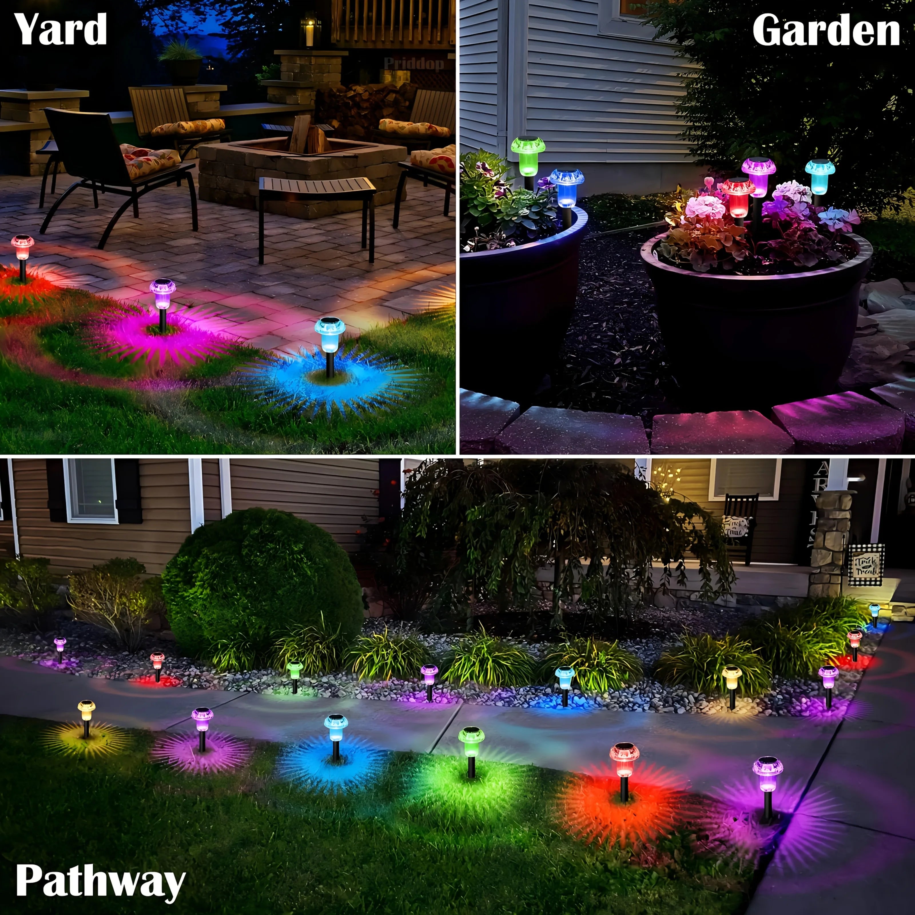 GlowShroom | 4er Set Solar Pilzleuchten LED | IP65 Wasserdichte Gartenstecker | Dekorative Wegbeleuchtung für Garten & Einfahrt