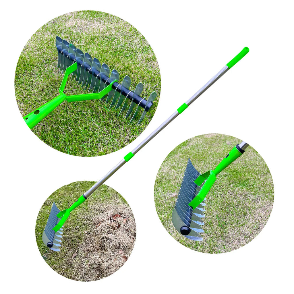 LawnRevive | Vertikutierrechen aus Edelstahl | 134 cm Rasenrechen zur Entfernung von Rasenfilz & Abgestorbenem Gras