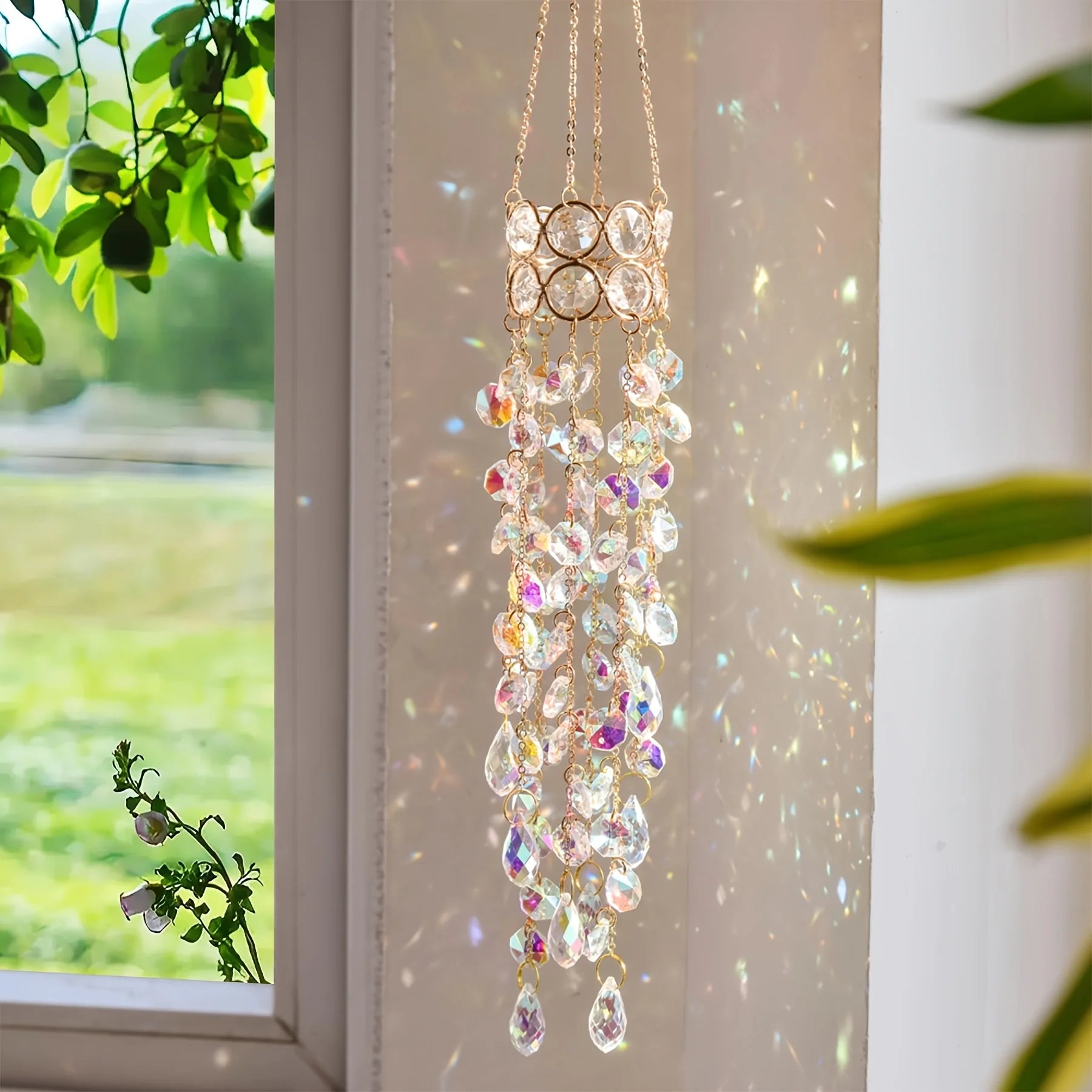 Luméa Sonnenfänger Kristall Anhänger | Fenster Deko Goldoptik | Glas Hängedekoration | Indoor Outdoor