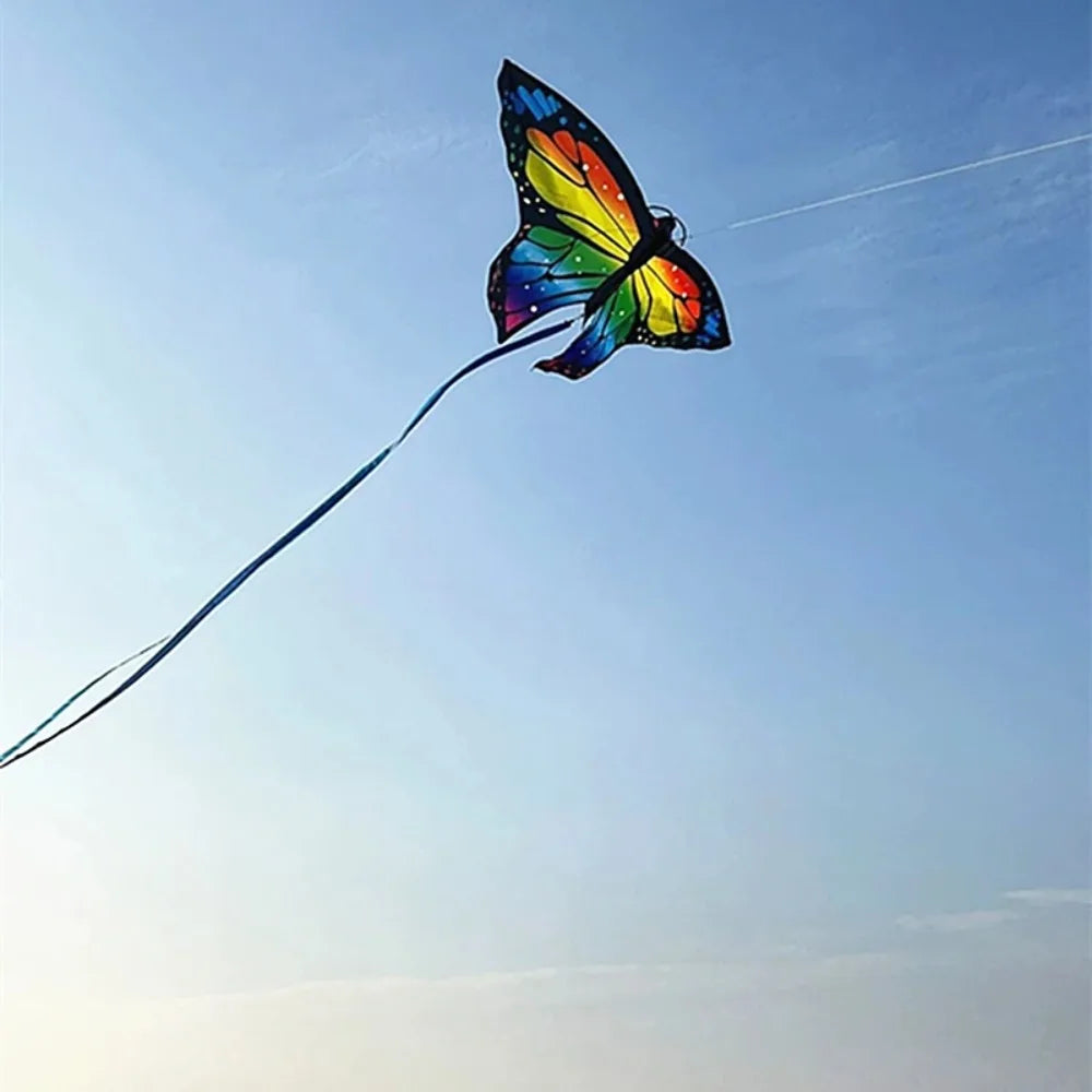 FlutterFly Schmetterlingsdrachen 1,45 m | Bunter Outdoor-Spiel-Drachen für Kinder | Stabil & Leicht Steuerbar