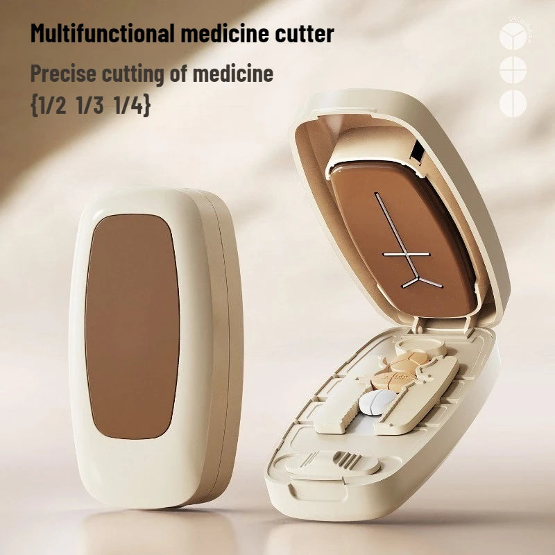 Medivoro Tablettenteiler & Pillenbox | 2/3/4-fach Teilung | Präziser Cutter mit Aufbewahrung