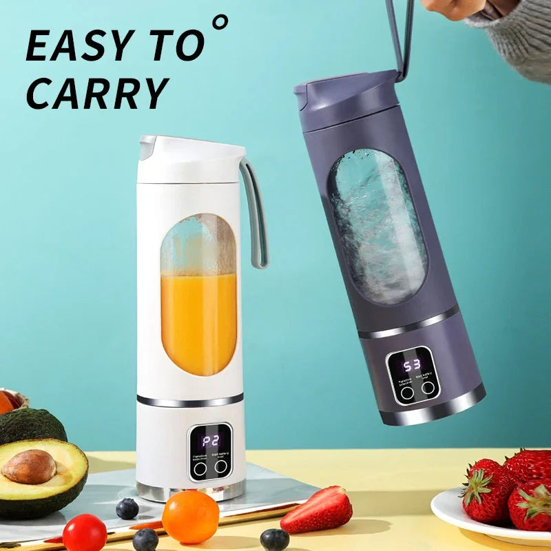 Fruvella Tragbarer Mini-Smoothie-Mixer | 450 ml | 10 Edelstahlklingen | USB wiederaufladbar | Eis- & Saftzerkleinerer