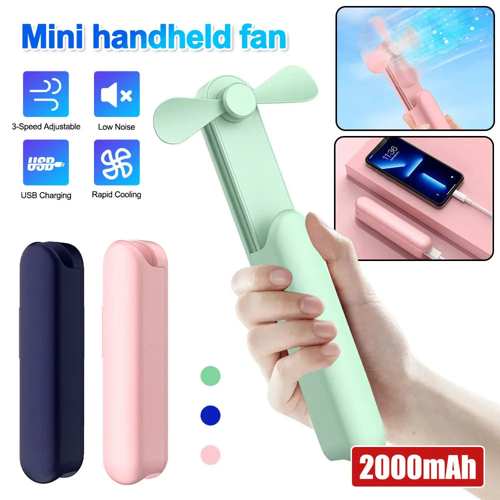 AeroBreeze USB Mini-Ventilator | Wiederaufladbar & Tragbar | Handlich & Klappbar