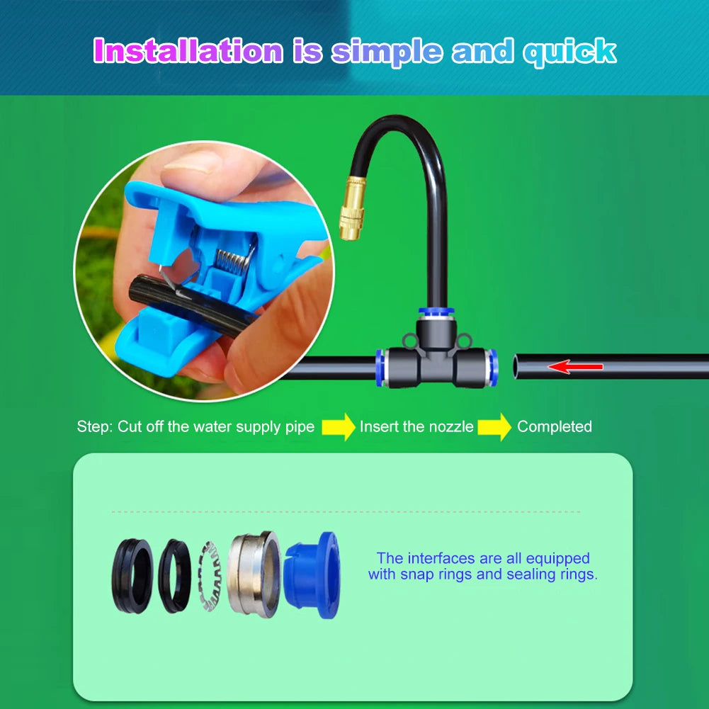 FlexiMist Bewässerungssystem Automatisch | Flexibler 360° Sprühkopf | 0.8 cm Anschluss