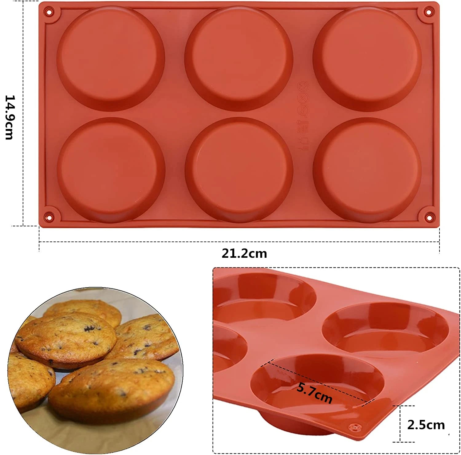 BakeForm Flexi Silikon Backform 6 Mulden | Antihaft | Flexibel | Rund