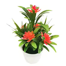 Bloomora  Künstliche Blumen im Topf | Lotus & Blätter | Dekoration für Zuhause & Büro | 18 cm
