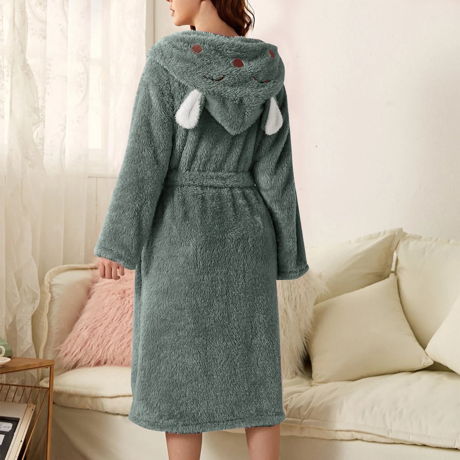 Flannel Bathrobe CuddleBunny | With Bunny Ears & Hood | Soft, Warm & Easy Care | For Cozy Hours at Home