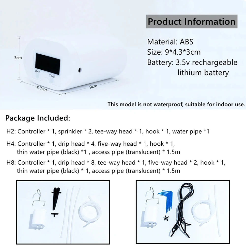 AquaVivo Smart Automatisches Bewässerungssystem | Selbstbewässerungs-Set 2–16 Tropfer | USB Akku