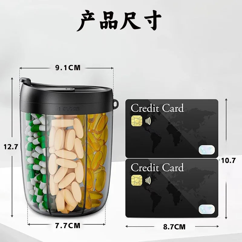 VitaPort Pillenorganizer | 6 Fächer | Reise-Tablettenbox für Vitamine & Nahrungsergänzungsmittel