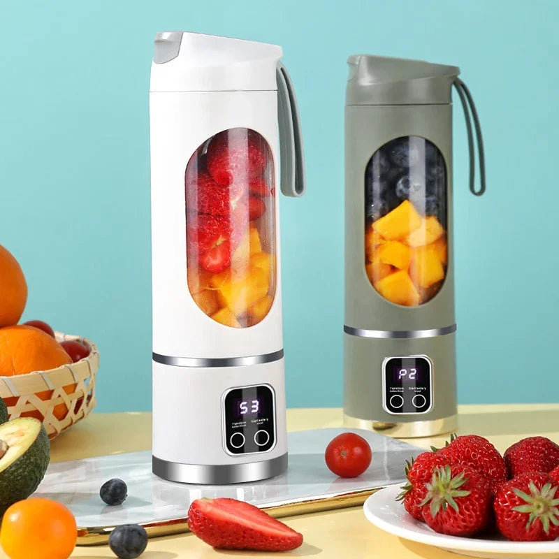 Fruvella Tragbarer Mini-Smoothie-Mixer | 450 ml | 10 Edelstahlklingen | USB wiederaufladbar | Eis- & Saftzerkleinerer